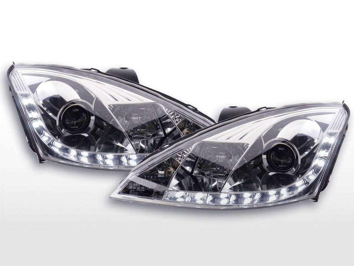 Scheinwerfer Set Daylight LED Tagfahrlicht Ford Focus 1 C170 chrom Scheinwerfer Set Daylight LED Tagfahrlicht Ford Focus 1 C170 chrom